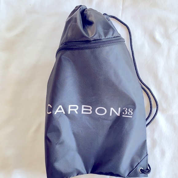 PACK OF 2 -  Brand NWOT Carbon38 Gym Bag Zipper Compartment , Drawstring Black - Picture 4 of 6